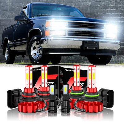For Chevrolet C1500 1988-1998 Combo LED Headlight Fog Light Bulbs Kit 6000K - Image 1 of 4