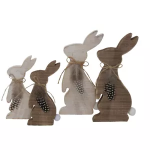 4 PIEZAS Conejo Madera Marrón Blanco 18cm y 28cm Conejo de Pascua Conejo de Madera XXL Conejo de Pascua - Imagen 1 de 1