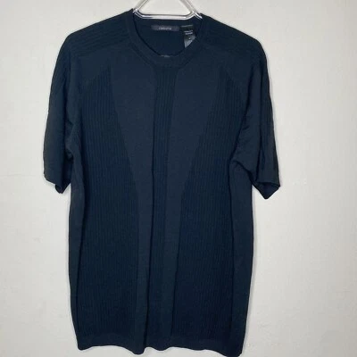 Suéter Liz Claiborne Para Hombre M Negro Elastizado Calce Moderno Diseño Acanalado Cuello Redondo Foto 1 de 4