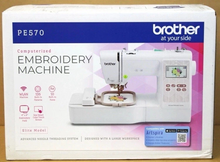 Brother PE570 4" " Embroidery/ Sewing Machine W/Built-in Designs -