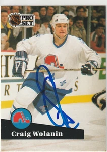 Craig Wolanin Signed Autographed Hockey Card  1991-92 Pro Set Quebec Nordiques - Picture 1 of 1