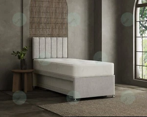NEW 3 IN 1 DIVAN GUEST BED + TRUNDLE + MATTRESSES + 6 PANEL VERTICAL LINES H/B - Picture 1 of 31
