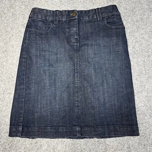 J. Crew Denim Skirt Women's Size 0 Blue Dark Double Slit Pockets Zip Fly - Picture 1 of 8