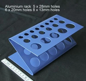 10 x Supporto rack portaoggetti tubo prova alluminio calibro 18 metallo tre livelli - Foto 1 di 1