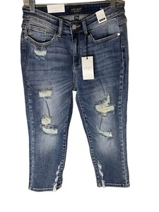 New! Judy Blue Skinny Fit Capri Distressed Mid Rise Sz 7/28 - Picture 1 of 3
