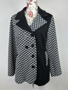 Wishstone jacket women's black & white long sleeved mid length cotton Size 14 - Bild 1 von 11