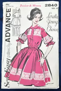 ADVANCE SEWING PATTERN 2840 SZ 14 SHIRTWAIST ROCKABILLY LORETTA YOUNG CHOICE U/C - Picture 1 of 3