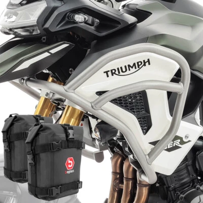 Set Paramotore alto + borse per Triumph Tiger 1200 GT / Pro 22-24 TG2 argento - Immagine 1 di 4
