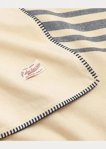 RALPH LAUREN Blanket Waltham Stripe Full Queen Cream/Navy NEW Cotton 3 available - Picture 1 of 8