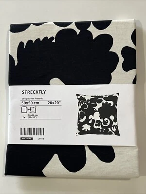 IKEA STRECKFLY Pillow Cushion Cover Black/white  20x20" New 805.690.45 - Image 1 of 4