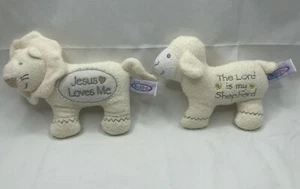 Mary Meyer Lion Jesus Loves Me Lamb Lord is my Shepherd Baby Rattle Plush Lot ** - Picture 1 of 11