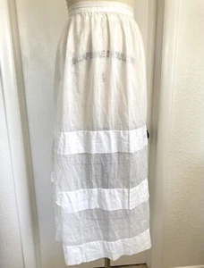 Antique Edwardian 1900s White Cotton Striped Lawn Tea Skirt Victorian 27" waist - Picture 1 of 6
