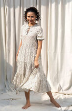 Women Printed Fit & Flare Tie-up Neck Puff Sleeve A-Line Summer Maxi Dress