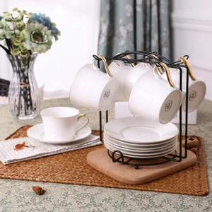 Fashion Tea Cups Display Stand Anti-rust Cups Holder Drying Rack for Cups Dishes - Foto 1 di 8