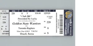 Toronto Raptors vs Golden State Warriors 3/4/2013 Ticket Stephen Curry 26 Point - Picture 1 of 2