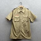 Boy Scout Uniform Shirt Adult Small Beige Plain Blank Button Up Short Sleeve