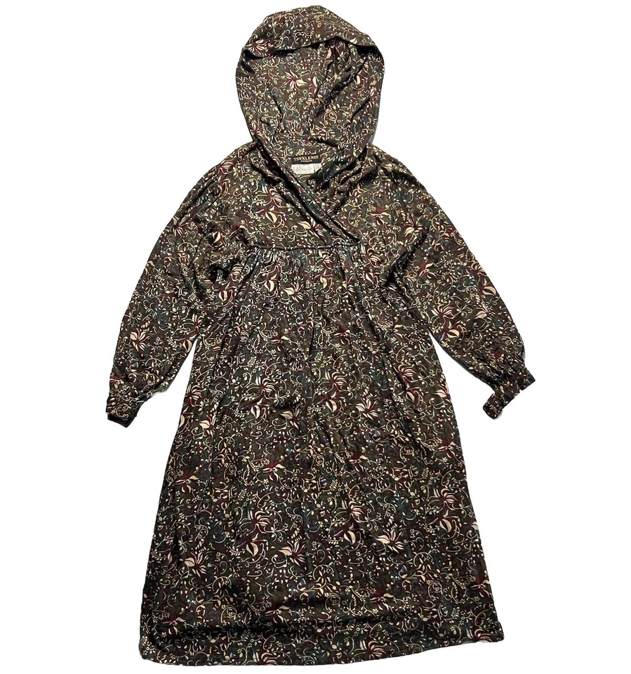 РЕДКИЙ ВИНТАЖНЫЙ Tseklenis Athens Mod абстрактный длинным рукавом макси платье с капюшоном цветочный размер 6 - Изображение 1 из 4