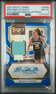 2024 Panini Select WNBA Autographed Mem Blue Prizm Breanna Stewart #d /49 PSA 8 - Bild 1 von 3