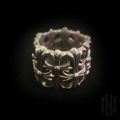 𝘼𝙪𝙩𝙝𝙚𝙣𝙩𝙞𝙘 ♰ Chrome Hearts ♰ .𝟗𝟐𝟓 𝖘𝖎𝖑𝖛𝖊𝖗 CEMETARY RING size 10 - Image 1 of 4