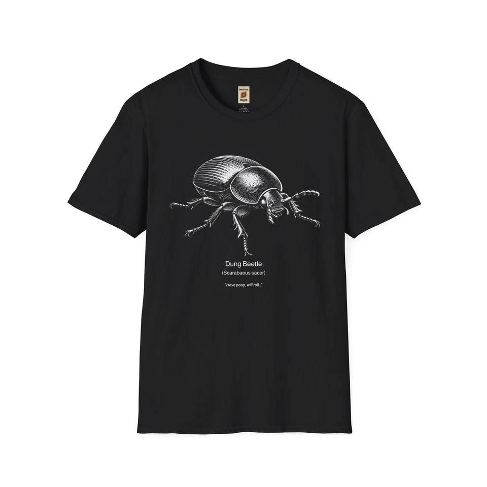 Camiseta Unisex Gráfica Escarabajo Estiércol, Camiseta Amante de la Naturaleza, Regalo para Vida Silvestre, Negra Foto 1 de 1