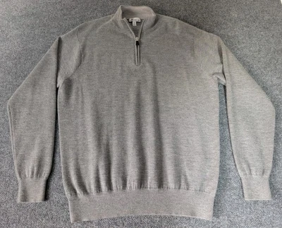 Suéter Peter Millar Para Hombres Talla XL Cuarto Cremallera Pullover Mezcla Cachemira Gris Foto 1 de 4