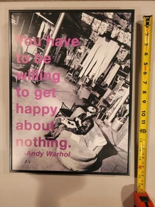 Andy Warhol "You have to be willing to get happy about nothing" Framed Pic Photo - Picture 1 of 13