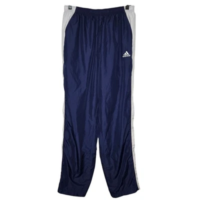 Adidas Y2k Nylon Malla Forrado Cortavientos Pantalones de Pista Cremallera Tobillos Azul Para Hombres Grande Foto 1 de 4