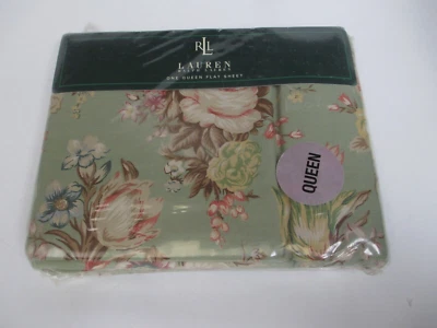 Ralph Lauren Charlotte Sage Green Floral Flat Sheet - Queen - Image 1 of 4
