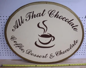 Vintage Original Hand Painted Store Sign - All That Chocolate - Coffee Bakery US - Picture 1 of 9