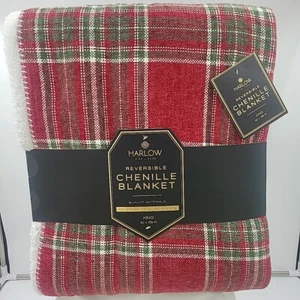 HARLOW Chenille Christmas Reversible Luxe Sherpa Blanket KING Size 90" X 108" - Picture 1 of 3