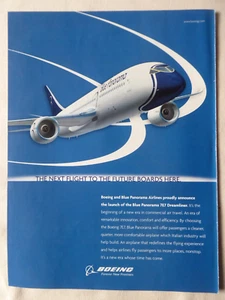 7/2004 PUB AVION BOEING 7E7 DREAMLINER 787 BLUE PANORAMA AIRLINES ORIGINAL AD - Imagen 1 de 1