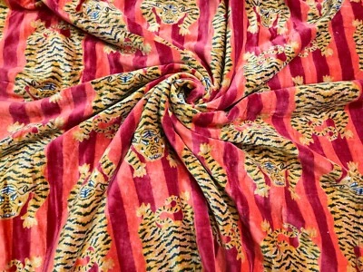 Indian Animal Print Velvet Hippie Upholstery Soft Multi color Dress Make Fabric. - Image 1 of 4