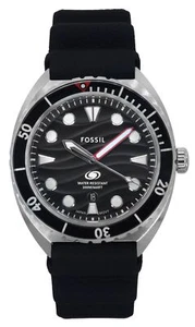 Reloj para hombre Fossil Breaker correa de silicona esfera negra cuarzo buceo FS6062 200M - Imagen 1 de 4