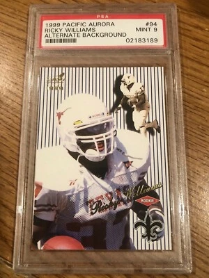1999 Pacific Aurora ALTERNATE BACKGROUND RICKY WILLIAMS #94 PSA 9 MINT RC SAINTS - Image 1 of 2