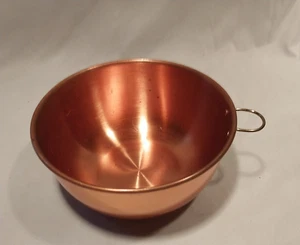 Vintage Copper Mixing Bowl Flat Bottom with Brass Ring 7.5” x 3.25” - Picture 1 of 9
