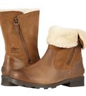 SOREL Emelie Foldover Faux Shearling Lined Waterproof Leather Boots Brown Size 9