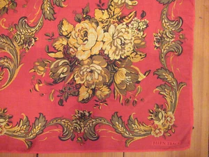Vintage Ellen Tracy Large Floral Silk Scarf 36" X 36" Red Gold Brown Black Nice - Picture 1 of 5