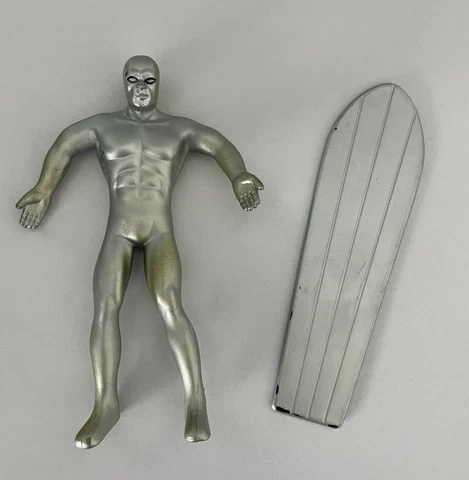 SILVER SURFER Bendy figure w/surfboard. 1990 Just Toys stretch. Bendie. Vintage Cover