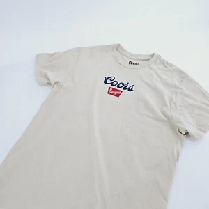 Coors Beer Banquet Colorado Mountain Graphic Tee Mens MEDIUM M T-shirt Cream NEW - Picture 1 of 8