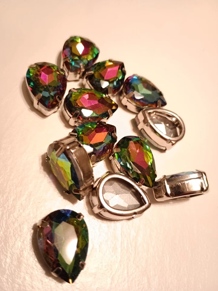 12 piezas. Vitrail Med. 13x18mm Lágrima de vidrio para coser en pedrería Foto 1 de 1