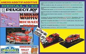 ANEXO DECAL 1/43 PEUGEOT 307 WRC MARKKO MARTIN SWEDISH RALLYE 2005 (01) - Picture 1 of 1