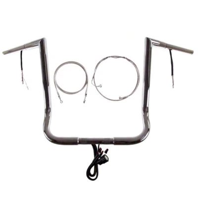 Kit de barra de cabezal de tarro precableado 1 1/4" cromo 16" Harley Ultra 2016-2023, limitada con ABS Foto 1 de 3