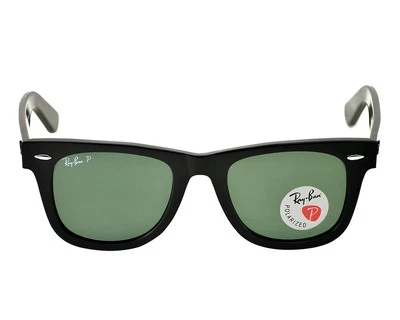 Ray-Ban Sunglasses RB2140 Original Wayfarer Black Frame Green Lenses 50mm Unisex - Image 1 of 4