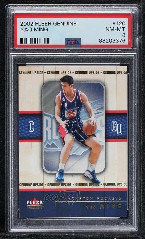 Fleer 2002-03 genuino/2002 genuino Upside Yao Ming #120 PSA 8 novato RC HOF Foto 1 de 2