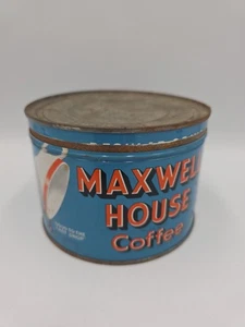 Lata de café Maxwell House Key Wind de colección años 50 lata publicitaria de 1 lb con tapa - Imagen 1 de 10