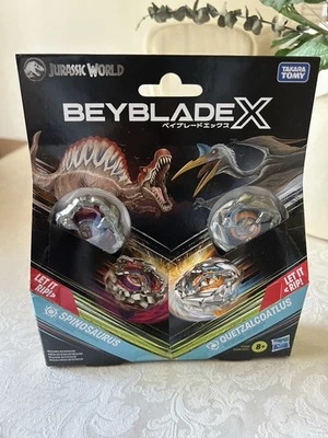 Jurassic World BEYBLADE X Spinosaurus VS Quetzalcoatlus Dinosaur pacote com 2 **LEIA** - Imagem 1 de 2