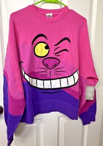 !New Disney Alice in Wonderland Fleece Sweatshirt I Am Cheshire Cat Face Size M - Picture 1 of 2