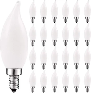 24x Luxrite LED Chandelier Light Bulb E12 Dimmable 40W 2700K 360lm Flame Tip UL - Picture 1 of 8