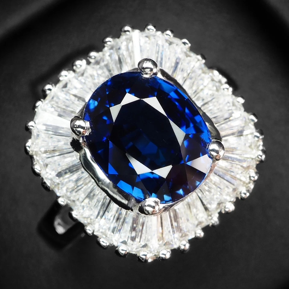 Anelli fatti a mano in argento sterling 925 zaffiro blu reale scintillante... - Immagine 1 di 4