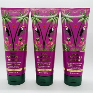 3-PACK BATH & BODY WORKS PINK PINEAPPLE SUNRISE SHEA BUTTER BODY CREAM 8 OZ - Picture 1 of 5
